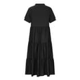 thumbnail image 4 of Fesfesfes Casual Round Neck Dress Short Sleeve Turndown Collar Women Solid Women's Dress Long Dresses, 4 of 4