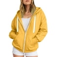 thumbnail image 6 of felwors Women's Full Zip Up Hoodie Long Sleeve Hooded Sweatshirts Pockets Jacket Coat for Women Yellow, XL, 6 of 7