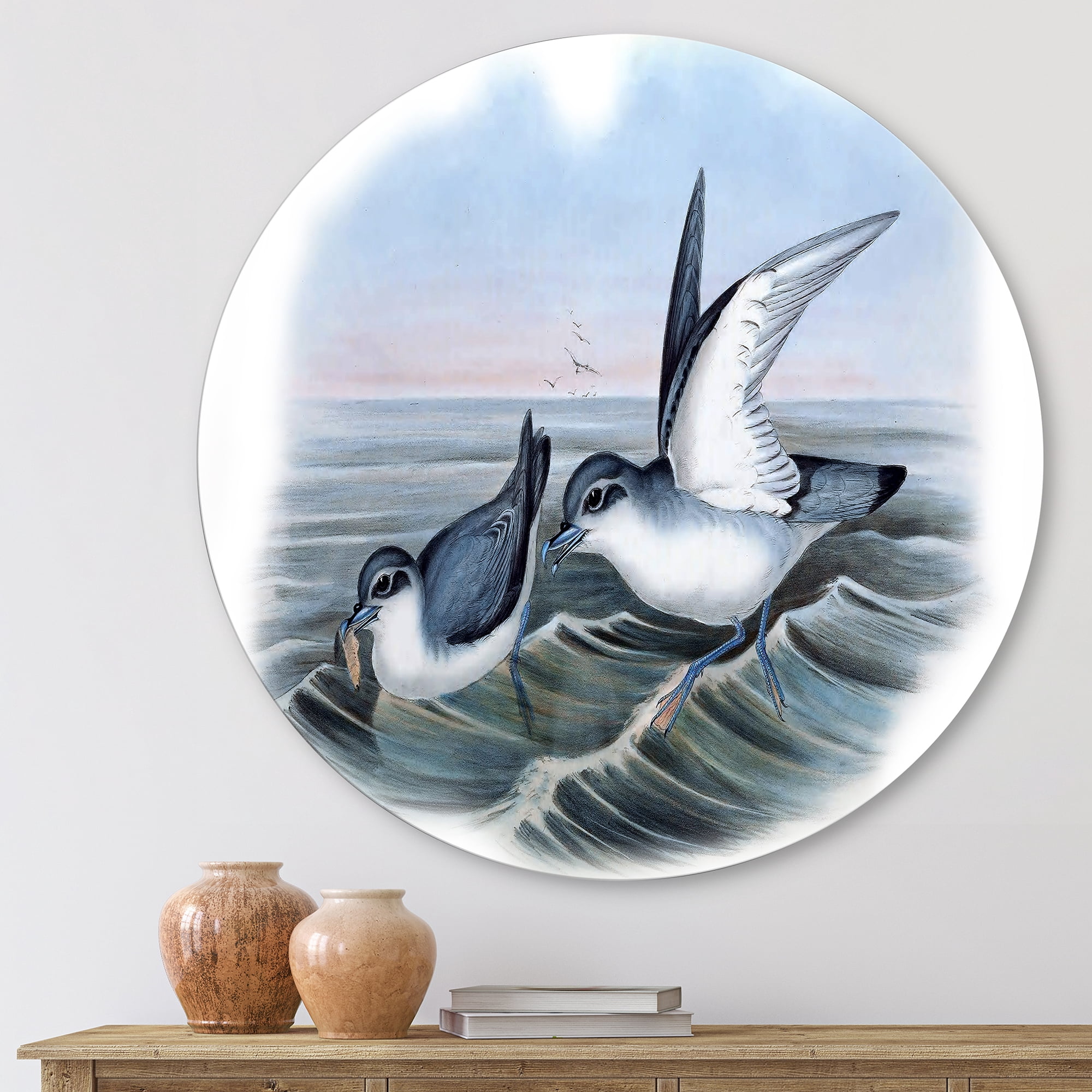 Designart 'Ancient Bird Life X' Traditional Circle Metal Wall Art 23x23 - Disc of 23
