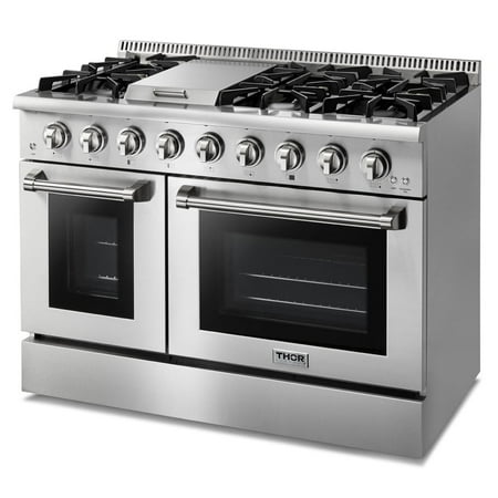 Thor Kitchen - 6.7 Cu.Ft. Freestanding Double Oven Liquid Propane Gas Range - Stainless steel