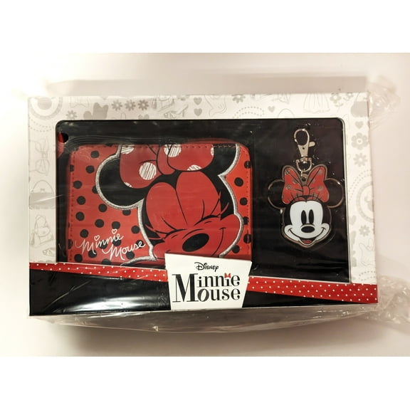 Disney Minnie Mouse Wallet and Keychain Gift Set in box package