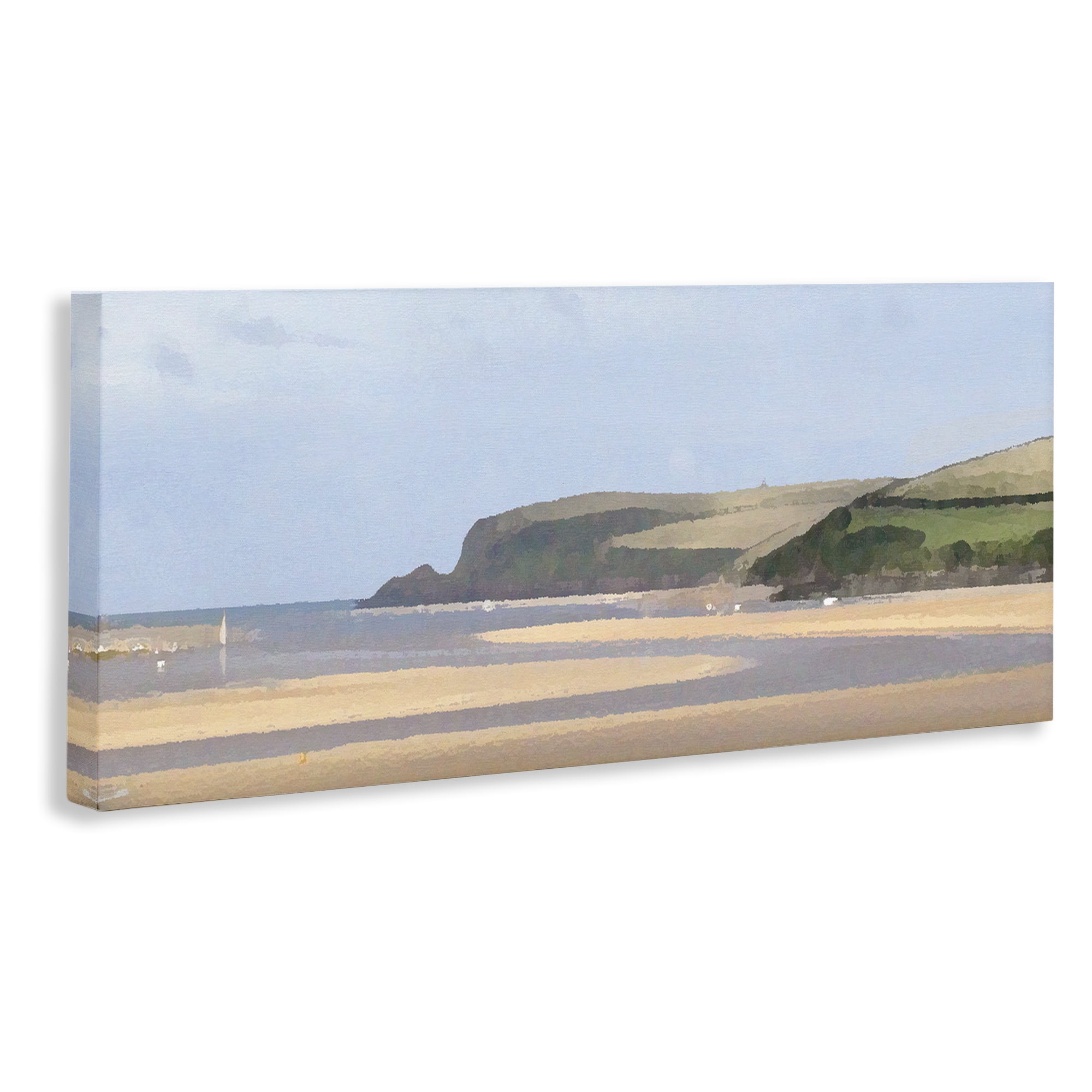 Stupell Industries Sunlit Sands Beach Landscape Painting Gallery Wrapped Canvas Art Print Wall Art, 48 x 20