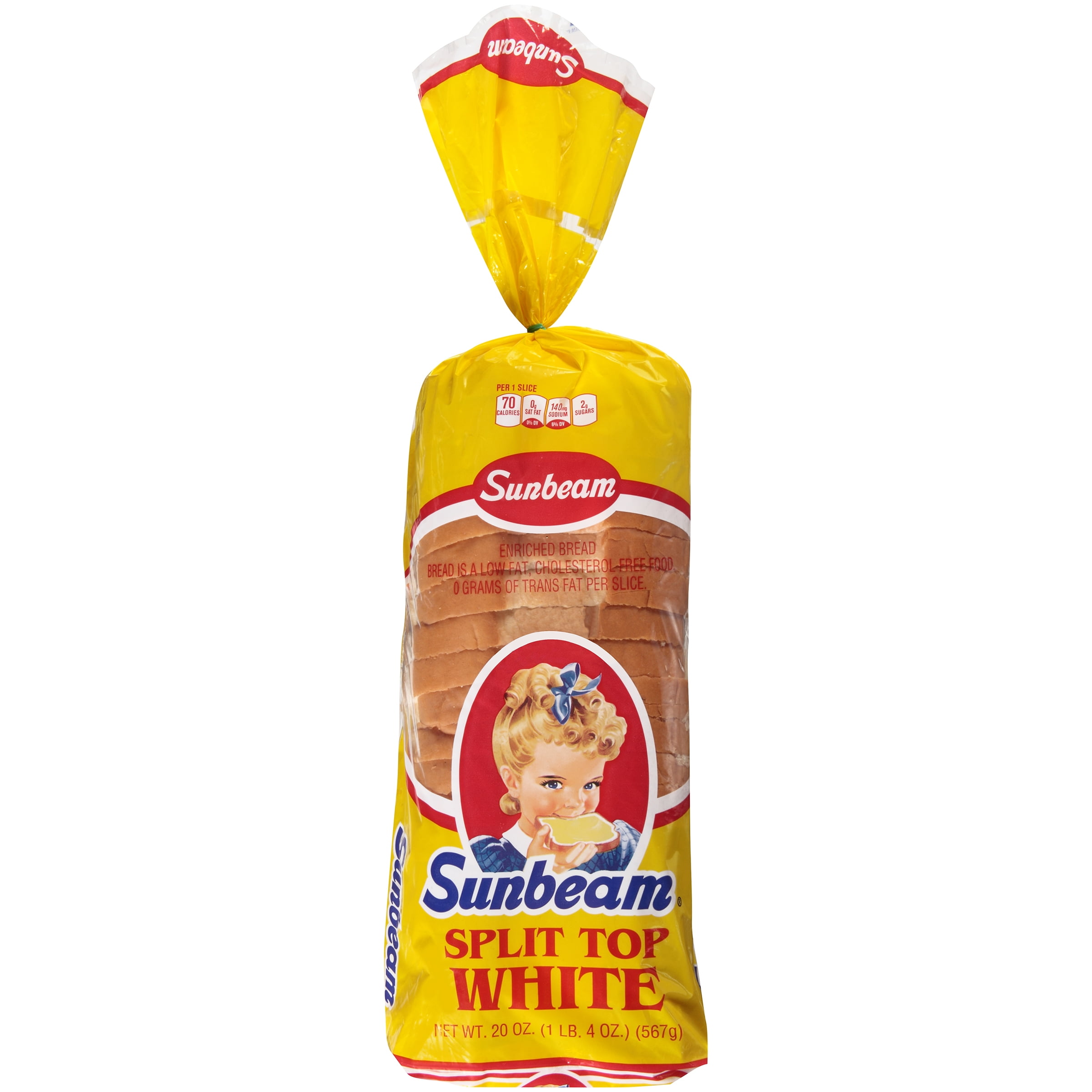 Sunbeam Split Top Enriched White Bread 20 Oz Loaf Walmartcom