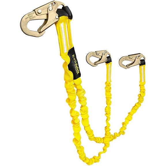 KwikSafety (Charlotte, NC) DOUBLE LEG RATTLER (1 PACK) Y-Leg Tubular 6’ Safety Lanyard (Internal Shock Absorber) OSHA ANSI Fall Arrest Protection Equipment Construction PPE Arborist Dual Roofing Gear