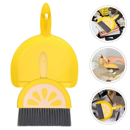 KALLORY Dust Pan And Broom Set Convenient for Kitchen Cleaning Yellow 1 Set