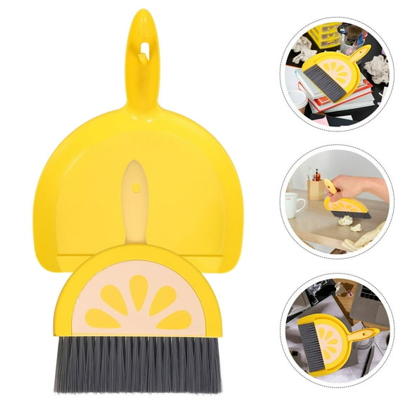 KALLORY Dust Pan And Broom Set Convenient for Kitchen Cleaning Yellow 1 Set