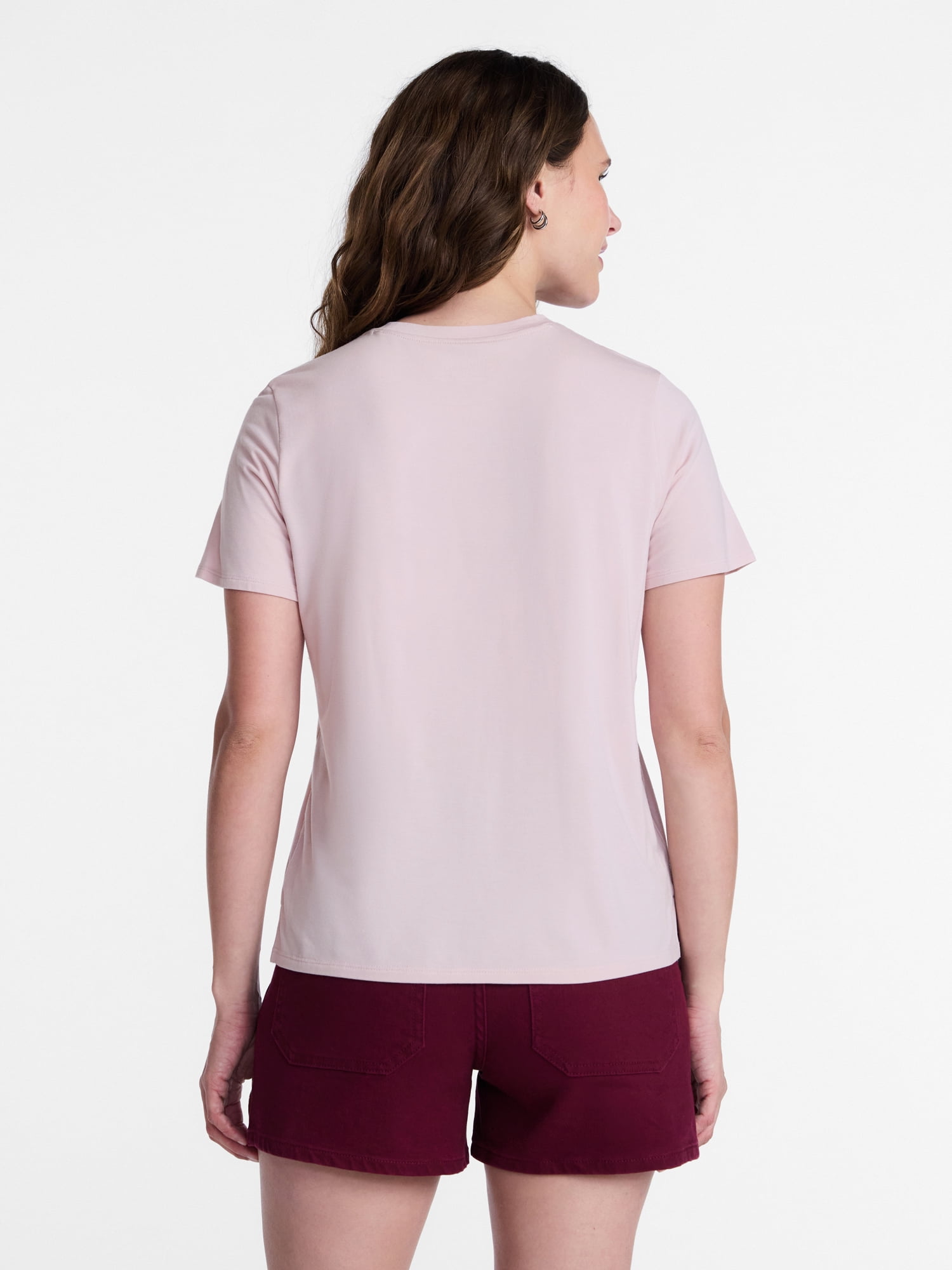 Time and Tru Women's Draped Boxy Tee with Short Sleeves, Sizes XS-XXXL