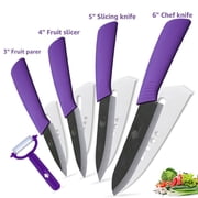 Ceramic Knives Set for Kitchen 5-Piece Sharp Paring Knife Set with Covers and Peeler Sharp Fruit Knife for Lettuce Vegetable Carrot