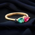 thumbnail image 2 of Pear Cut Ruby Emerald Statement Ring Art Deco Wedding Jewelry Solid Yellow Gold Bridal Ring 3 Gemstone Ring Birthday Promise Ring For Wife, 2 of 2