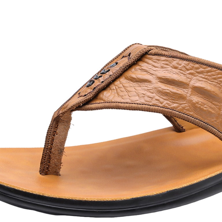 Mens Flip Flops Leather Thong Sandals Arch Support Beach Slippers Mens Flip Flops Thong Sandals Arch Support Beach Slippers  main image 2