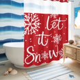 thumbnail image 5 of No Hook Shower Curtain with Built-in Rings - Let It Snowflakes Washable Waterproof Fabric Bathroom Curtains for Hotel,Rentals, 72 X 84 Inch Extra Long , Red White Christmas, 5 of 9