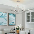 thumbnail image 6 of Garwarm French Country Chandelier,Vintage Candle Chandelier,6 Lights Farmhouse Pendant Light Fixture for Kitchen Island,Dining Room,Living Room(Silvery), 6 of 15