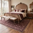 thumbnail image 2 of KUETH 6x9 Machine Washable Flat Pile Carpet Rug for Living Room with Rubber Backing, Vintage Persian Dusty Burgundy Area Rug for Bedroom Dining Room and Home Office, 2 of 6