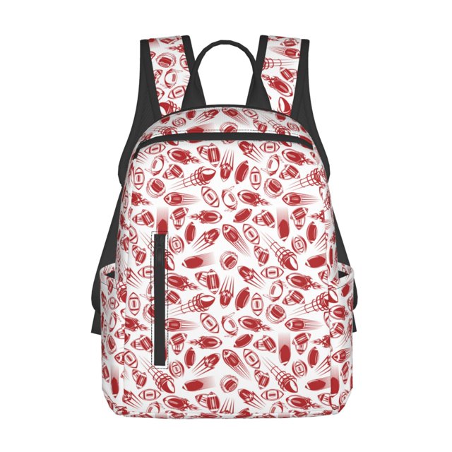 Balery Red Football Mochila Ligera para Hombres y Mujeres – Resistente y Impermeable, Ideal para la Escuela, el Trabajo, los Viajes y el Uso Diario