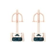 thumbnail image 4 of 1.5 ct Screw-Back Stud Earrings for Women | 6.0mm Heart Cut Natural London Blue Topaz | 18K Rose Gold, 4 of 5
