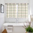 thumbnail image 3 of Farmhouse Grid Kitchen Curtains Short 45 Inch Length, Country Minimalistic Geometric Plaid Lattice Grommet Top Bedroom Living Room Curtains, Light Filtering Cafe Curtain Drapes 2 Panels Set 84''x45'', 3 of 9