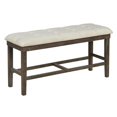 thumbnail image 1 of Counterheight Rustic Dark Oak Dining Bench Upholstered with Beige Linen Fabric, 1 of 2