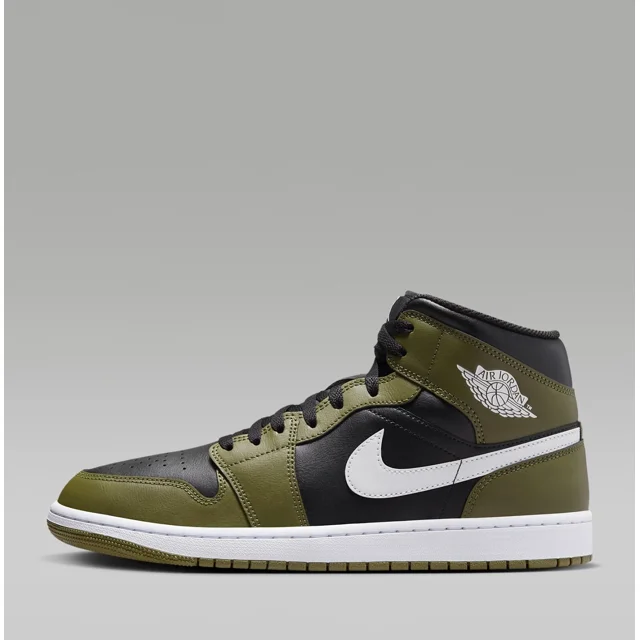 N I-K-E A i r-Jor-dan 1 Mid Sneakers Shoes Black/Medium Olive/Sail DQ8426-092 US 7-12