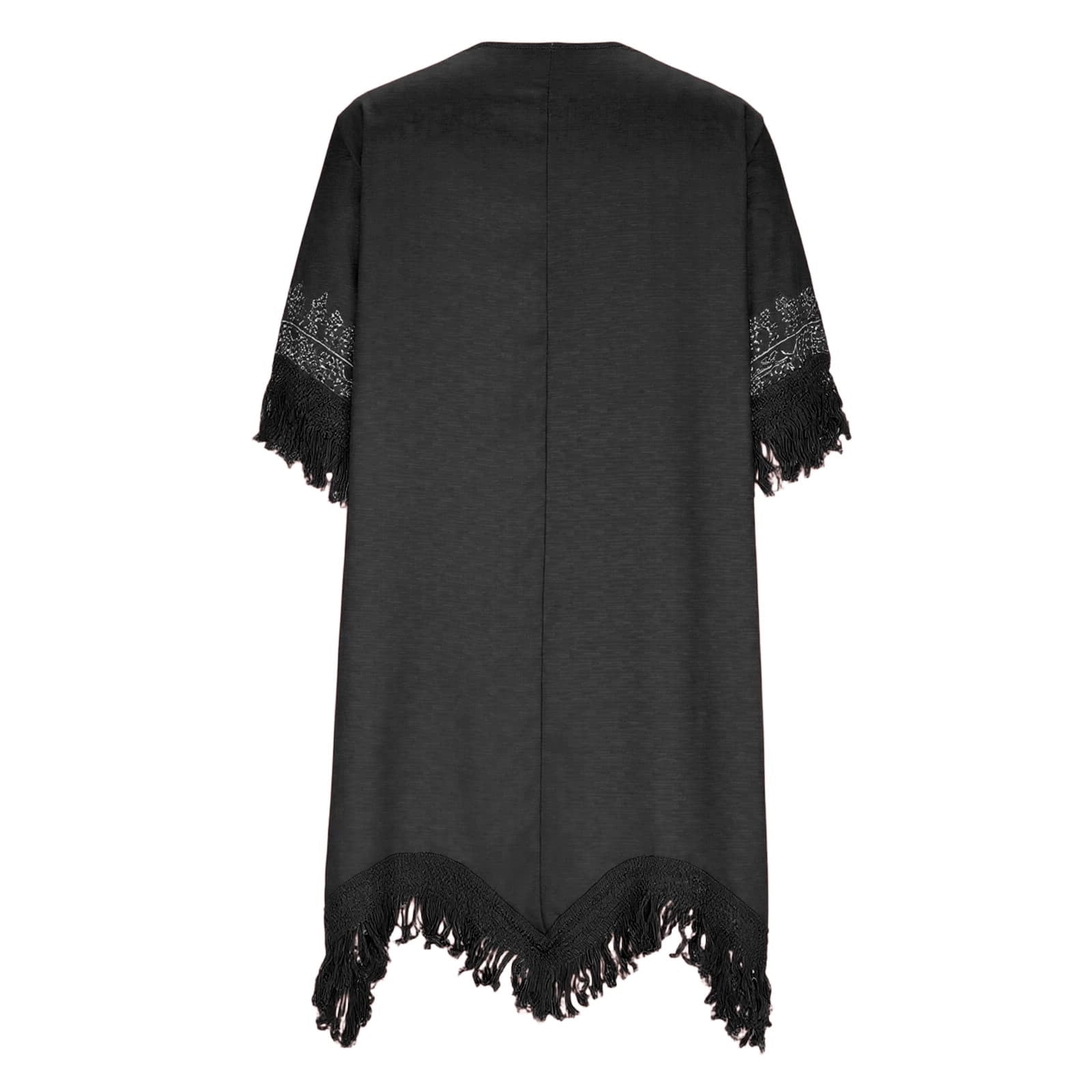 Women's Boho Summer Embroidered Linen Mini Dress, Loose V Neck Short Sleeve Casual Beach Coverups Tassels Dresses