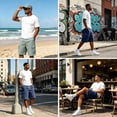 thumbnail image 7 of Resicozy Casual Cargo Shorts for Men Relaxed Fit Drawstring Shorts with Multi-Pocket for Summer Work Outdoor Hiking Navy S, 7 of 7