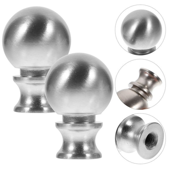 Moluckfu Lamp Finial Zinc Alloy Silver 2Pcs 1.2In