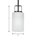 thumbnail image 2 of League Collection One-Light Matte Black and Etched Glass Modern Farmhouse Mini-Pendant Hanging Light, 2 of 2