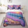 thumbnail image 2 of Homewish Dreamy Ocean Sunset Bedding Comforter Set 7 Pieces for Kids, Kawaii Starfish Seashell Full Bedding Set, Summer Beach Reversible Fitted Sheet Flat Sheet, Super Cozy Room Decor, 2 of 7