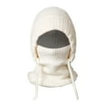 thumbnail image 3 of Women's 3-in-1 Ribbed Knit Hat with Integrated Scarf, Winter Face Mask Beanie, Thermal Ear Flap Trapper Cap, Cold Weather Balaclava Style, Unisex Outdoor Winter Gear - White, 3 of 7