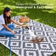 thumbnail image 3 of Smiry Outdoor Rug 6x9, Waterproof Reversible Plastic Outdoor Mat, Indoor Outdoor Rugs for Patio, RV, Deck, Porch, Grey & White, 3 of 7