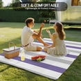 thumbnail image 4 of Purple Grey Striped Outdoor Rug 6x9 Ft - Reversible Patio Rug Outdoor Camping Rugs, Minimalist Farmhouse Stripe Washable Indoor Outdoor Area Rugs, Non-Slip Outdoor Carpet Runner for Deck/Porch, 4 of 8