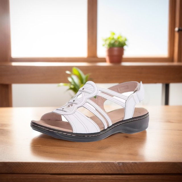 Sandalias planas ahuecadas Sandalias de cuña baja con punta abierta Moda cómoda para mujer