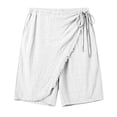 thumbnail image 3 of Ceisia Men's Linen Wrap Beach Shorts Elastic Waist Raw Edge Casual Shorts Gifts, 3 of 4