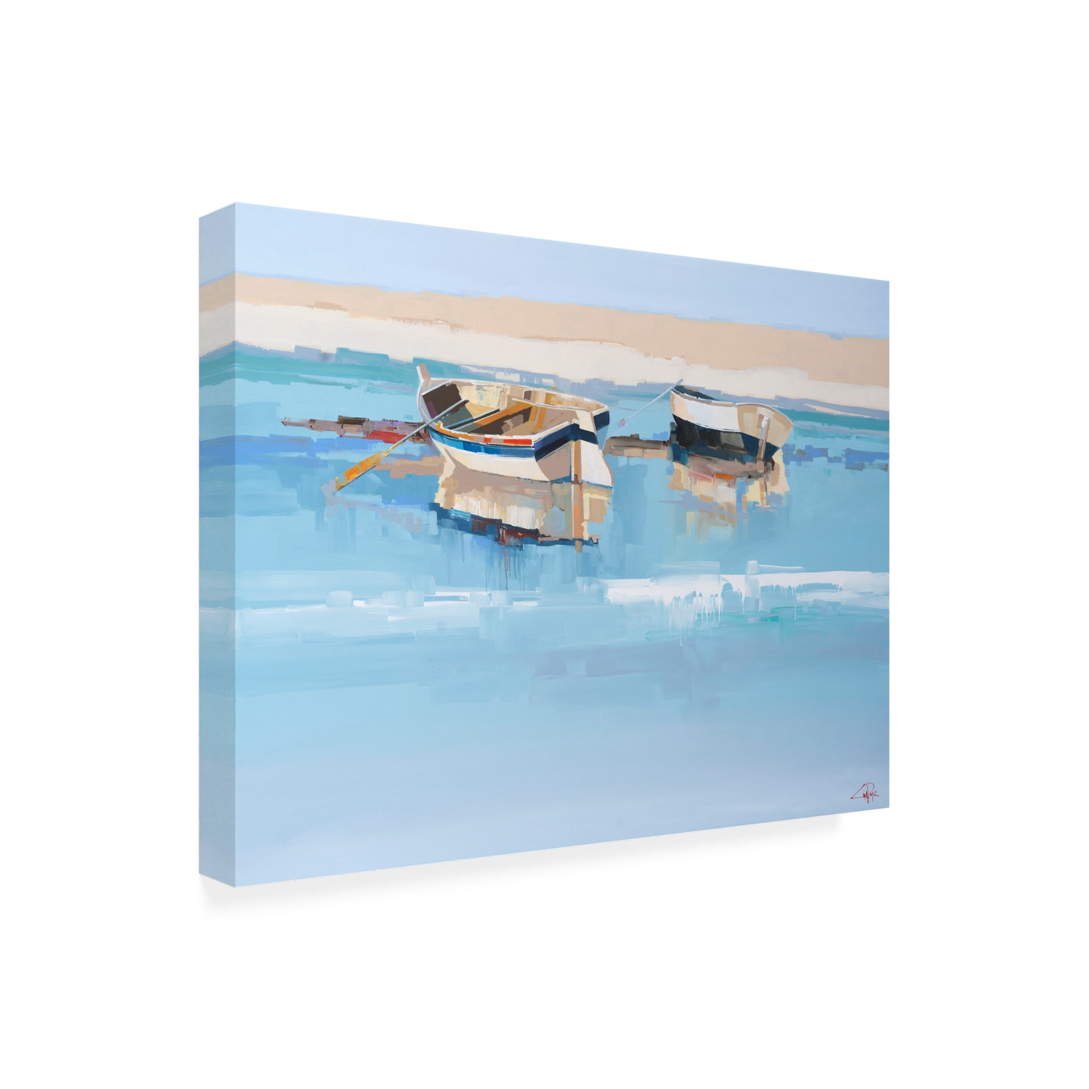 Canvas Wall Art - Craig Trewin Penny 'Moorings at Low Tide, Aspendale' Wall Art for Living Room, Bedroom, or Office Décor by Trademark Fine Art - 47 x 35 Inches