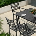 thumbnail image 4 of Nuu Garden 7-Piece Outdoor Metal Furniture Set, Outdoor Dining Set of 6, Patio Dining Set with Umbrella Hole and Powder Coating, 6 Stackable Chairs and 1 Rectangle Table, Black, 4 of 10