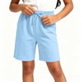 thumbnail image 2 of AHTJRT Stretch Cotton Bermuda Shorts for Boys Girls Drawstring Waisted Comfort Loose Fit Summer Athletic Running Yoga Shorts with Pockets Blue 2-3 Years, 2 of 6