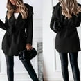 thumbnail image 2 of Lyinloo Woman Long Jackets Long Solid Woolen Coats Double Breasted Warm Blet Outwear Black L, 2 of 5