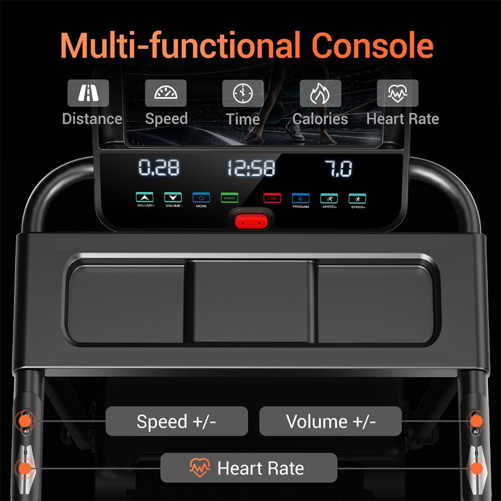 Foldable Treadmill – 14KM/H, 12 Built-in Programs, Heart Rate Sensor, Dual Cushion System, 136kg Weight Capacity ROBORE P8