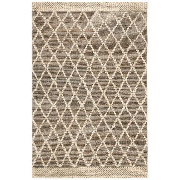 SAFAVIEH Natural Fiber Ingram Geometric Area Rug, Natural/Grey, 6' x 6' Square