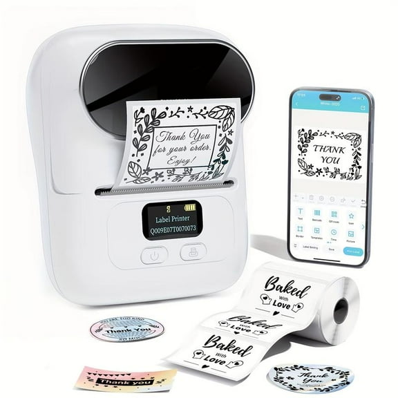 Thermal Label Maker Machine with Tape - Portable Wireless Barcode Label Printer for Small Business, Office, Home, Address, Mini Thermal Priner Compatible with Androi&iOS