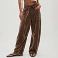 thumbnail image 4 of Cmfcve Women's Wide Leg Barrel Sweatpants Casual Daily Elastic Waist Velvet Long Pants with Pockets, 4 of 6