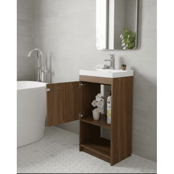 Mueble para Baño DECOMOBIL Incluye Lavabo y Monomando Nogal Neo