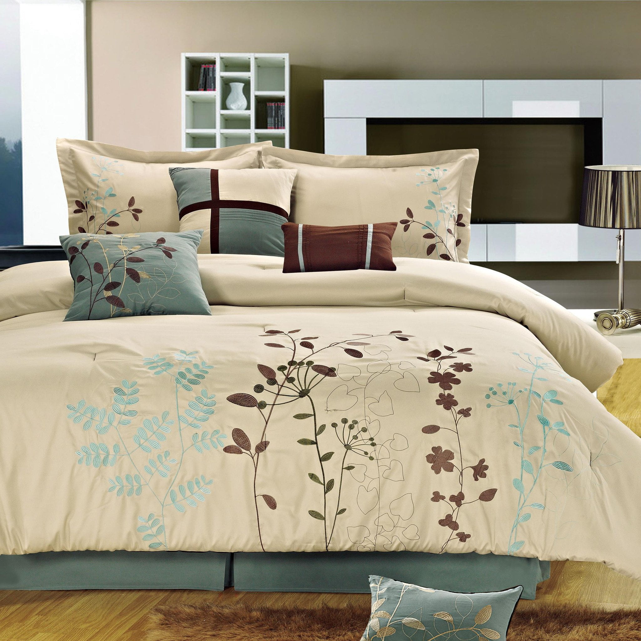 Bliss Garden Beige Comforter Bed In A Bag Set - Walmart.com