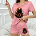 thumbnail image 4 of Tnhcen Women's Halloween Milk Silk Pajama Set Short Sleeve Round Neck Sporty Sleepwear Comfortable Loungewear S-XL Multiple Colors Available Pink, 4 of 7