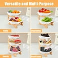 thumbnail image 3 of Wooden Fruit Bowl with Bamboo Wood Stand for Kitchen Counter, Plastic Fruit Basket for Vegetable Storage, Snack Dessert Tray for Party Wedding, White, 3 of 10