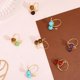 thumbnail image 5 of 10 anillos ajustables de 5 estilos con piedras preciosas mixtas, anillos abiertos con cuentas giratorias y alambre de cobre para mujer, dorados, 5 of 5