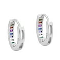 thumbnail image 4 of Aeravida Dazzling Rainbow Cubic Zirconia Sterling Silver Horseshoe Huggie Hoop Earrings | Cute Sterling Silver Hoop Earrings | Casual Earrings for Women | Hoop Earrings Set |Gift for Daughter, 4 of 5