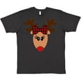 thumbnail image 3 of Inktastic Cute Girl Reindeer with Buffalo Plaid Bow T-Shirt, 3 of 5