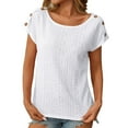 thumbnail image 2 of aidice T-Shirts pour Femmes à Col Rond, Manches Courtes à Revers, Hauts d'Été, T-Shirts Amples, T-Shirts Décontractés Mode, Chemisiers Unis, 2 of 7