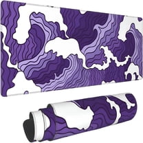 LAMIRO Japanese Purple Wave Large Mouse Pad XL Extended Gaming Mouse Pad Mat Desk Pad with Stitched Edge, Full Desk Mousepad for Office, Computer, Keyboard 31.5 X 11.8 Inch