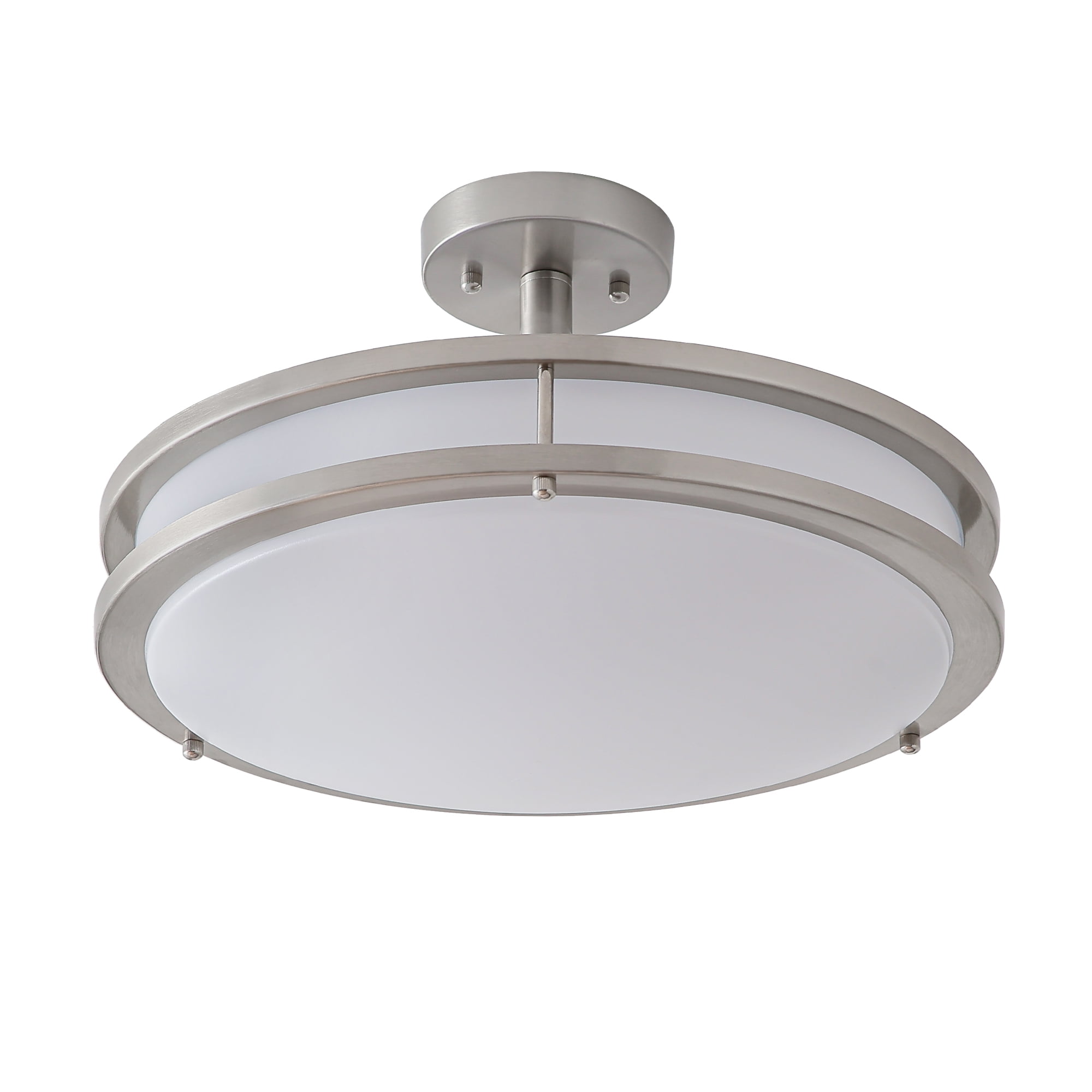 Lucere 14'' Modern LED Semi Flush Mount Ceiling Light Fixture ,Brushed Nickel Ceiling Light, 4000K Cool White, Dimmable, CETL Listed, Modern Lamps for Living Room Ceiling